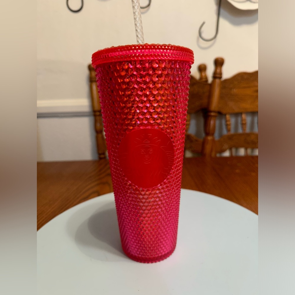 Starbucks studded hot pink 24 ounce cold cup Tumbler
